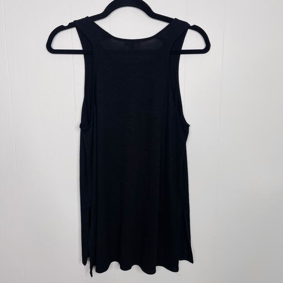 Aritzia Wilfred Free Side Slit Tank Top Black XSmall XS Crew Neck Sleeveless - Picture 2 of 7